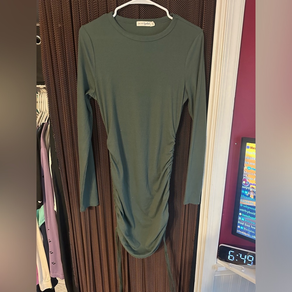 Lived to be Spoiled Green Long Sleeve Dress
